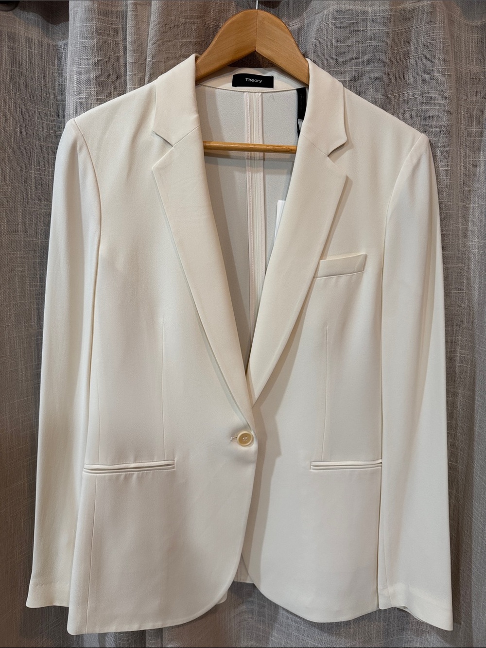 Theory Cream Single-Button Tailored Blazer